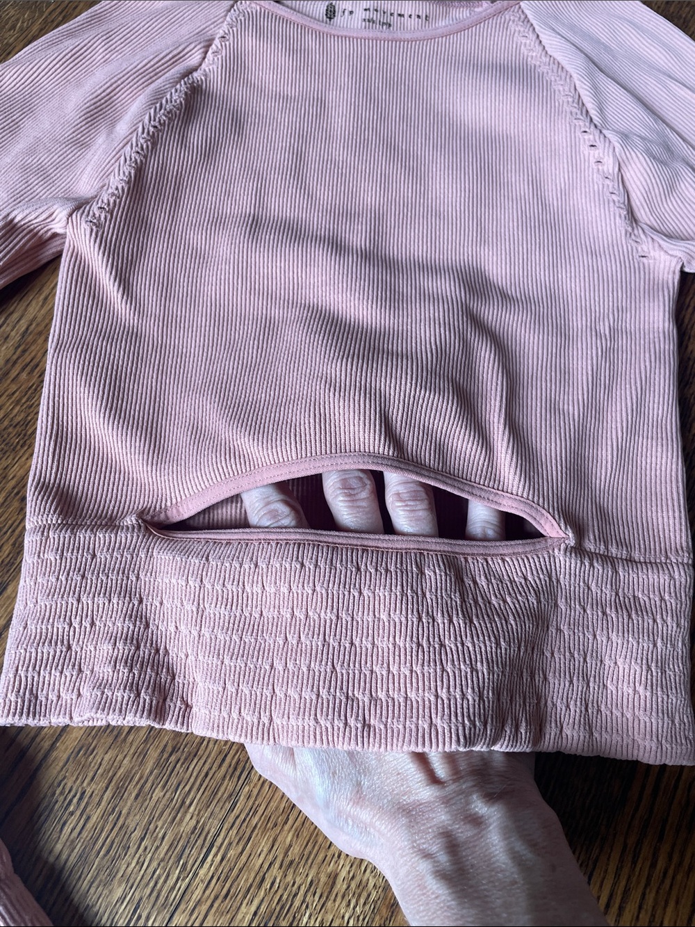 Free People Movement Cut It Out Long Sleeve Ribbed Crop Tee in Dusty Pink - Picture 4 of 9